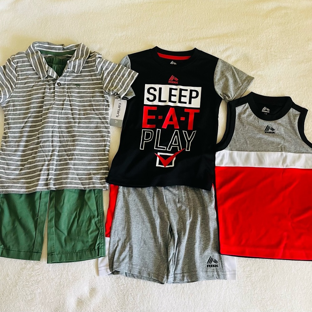 Bundle Carter's‎ and RBX TO Green and Gray Striped Set Ss 3